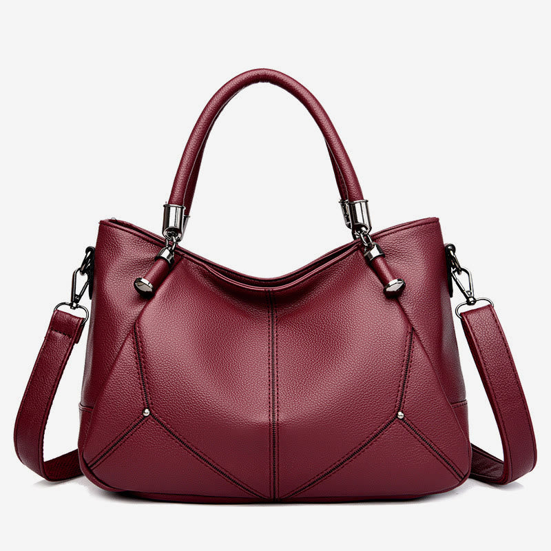 Weiche Lederhandtasche für Damen, verstellbarer breiter Riemen, minimalistische Umhängetasche