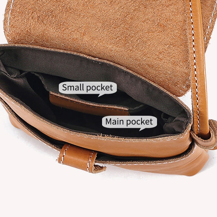 Handytasche für Damen, weiches Echtleder, minimalistische Umhängetasche