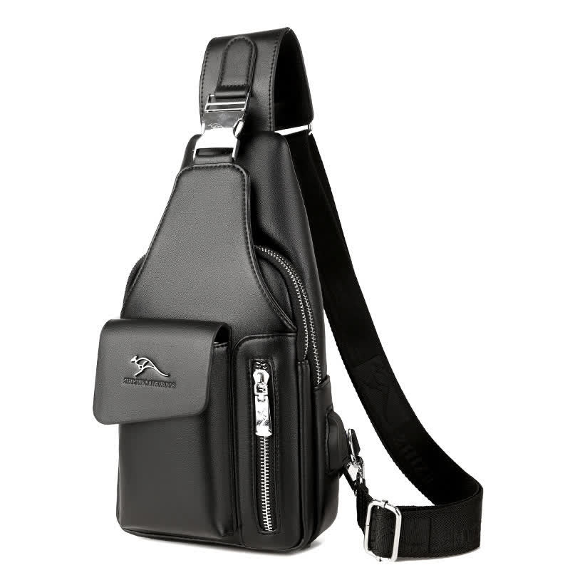 Tragefreundliche Schultertasche mit mehreren Fächern und USB-Ladeanschluss