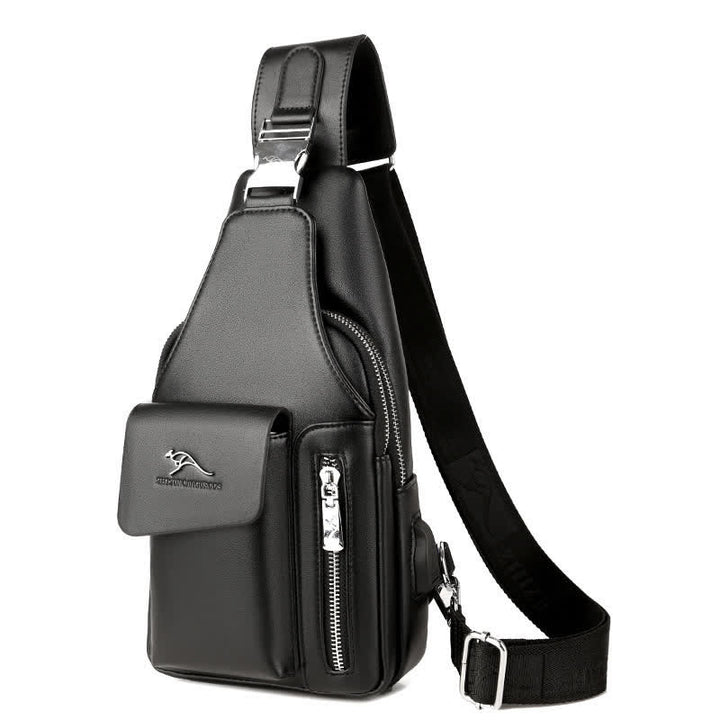 Tragefreundliche Schultertasche mit mehreren Fächern und USB-Ladeanschluss