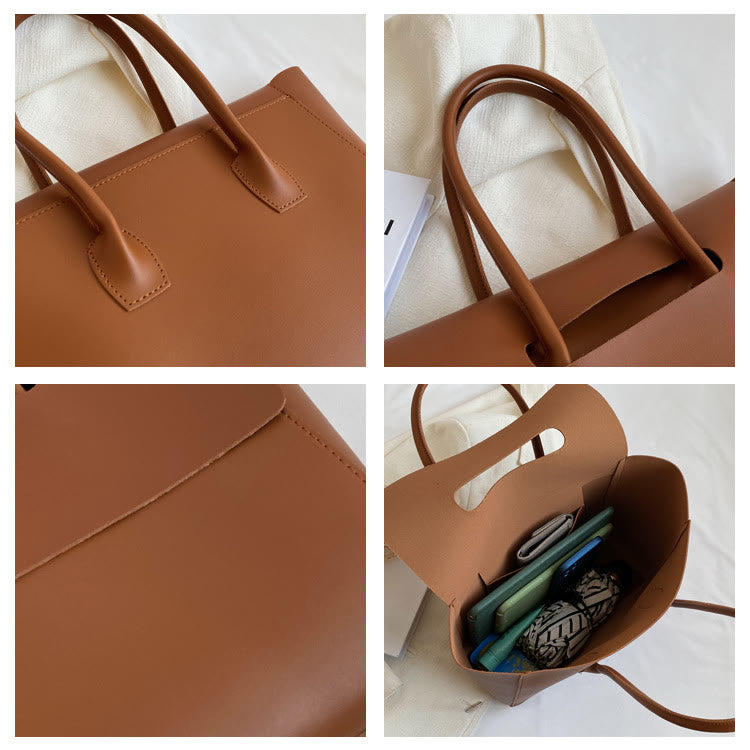 Clamshell Tote für Frauen Große minimalistische Leder Büro Pendler Geldbörse