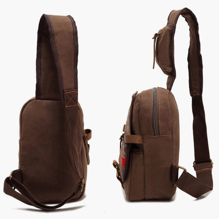 Schultertasche für Männer mit breiten Riemen, tragbarer Freizeit-Tagesrucksack aus Segeltuch