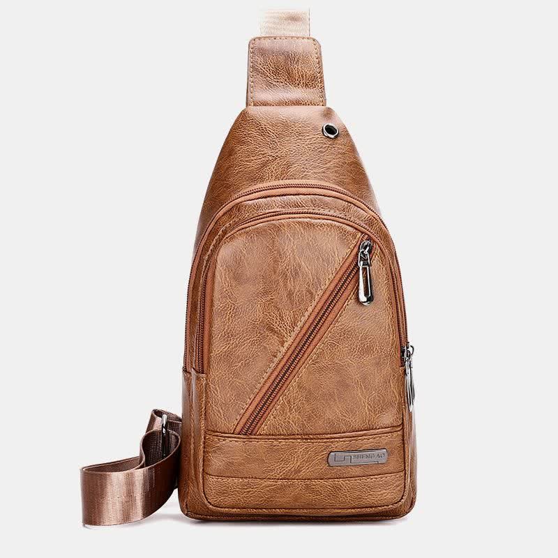 Leder-Umhängetasche für Herren, für Outdoor-Reisen, Brusttasche, Tagesrucksack