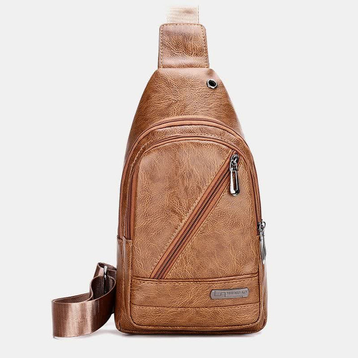 Leder-Umhängetasche für Herren, für Outdoor-Reisen, Brusttasche, Tagesrucksack