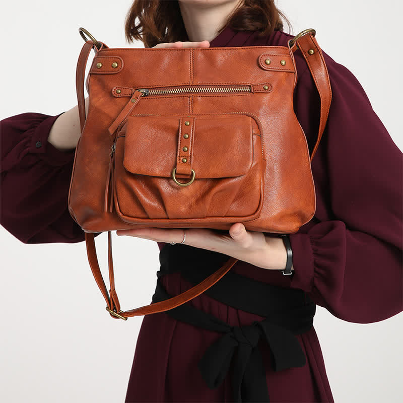 Umhängetasche für Frauen mit Reißverschluss, verstellbarem Riemen, weiche Leder-Schulterhandtaschen