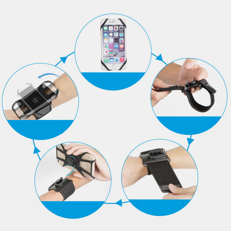 360° drehbarer Laufarmband-Telefonhalter, passend für alle 4,5-7-Zoll-Smartphones