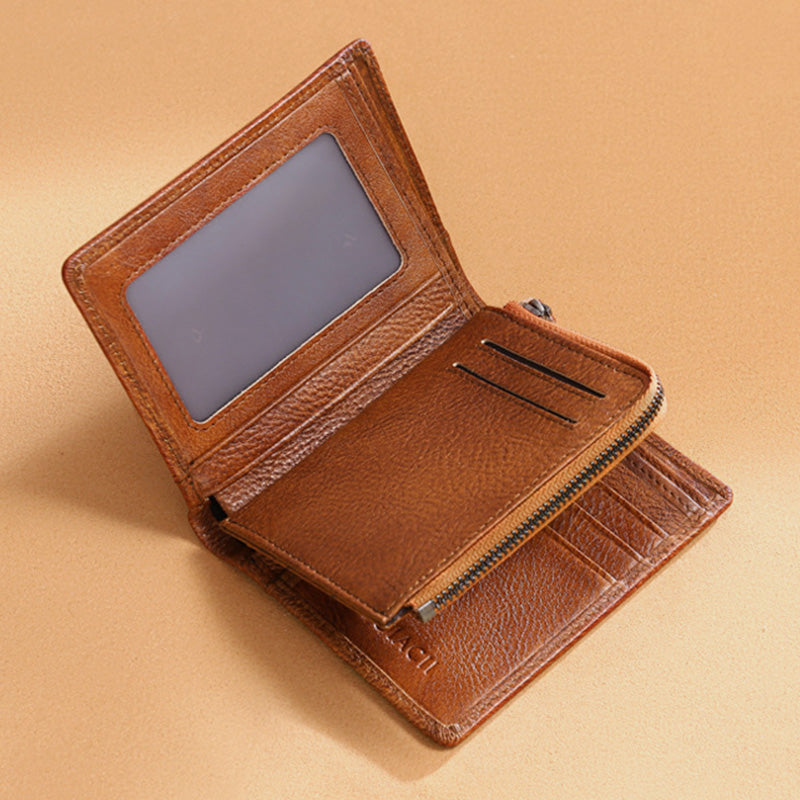 RFID-Diebstahlsichere Retro-Geldbörse aus Leder