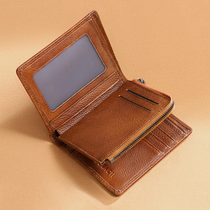 RFID-Diebstahlsichere Retro-Geldbörse aus Leder