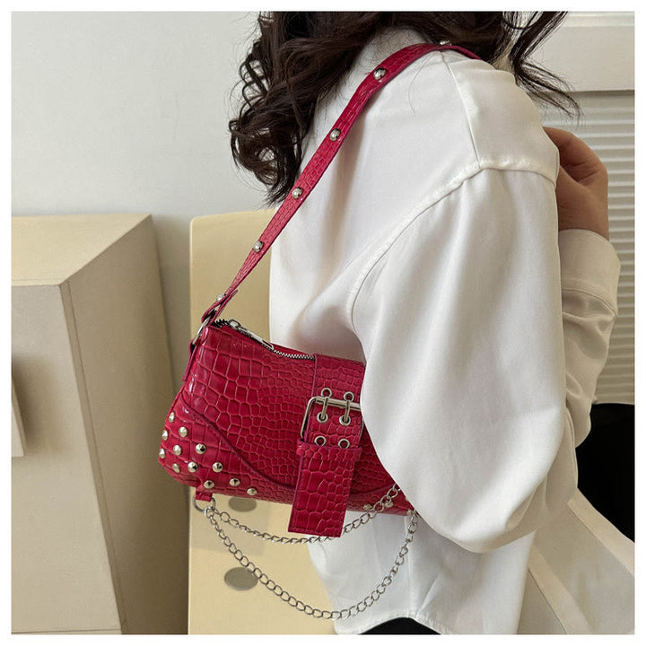 Umhängetasche für Damen, Krokodilmuster, Retro-Punk-Partytasche