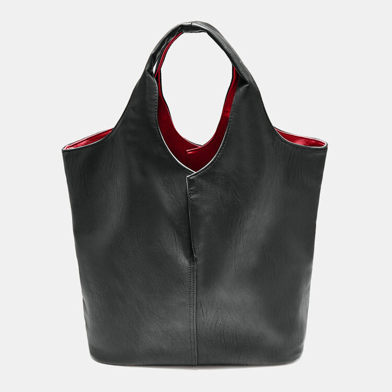 Leder Tote Schultertasche für Frauen Doppelseitige Hobo Geldbörse Bucket Handtasche