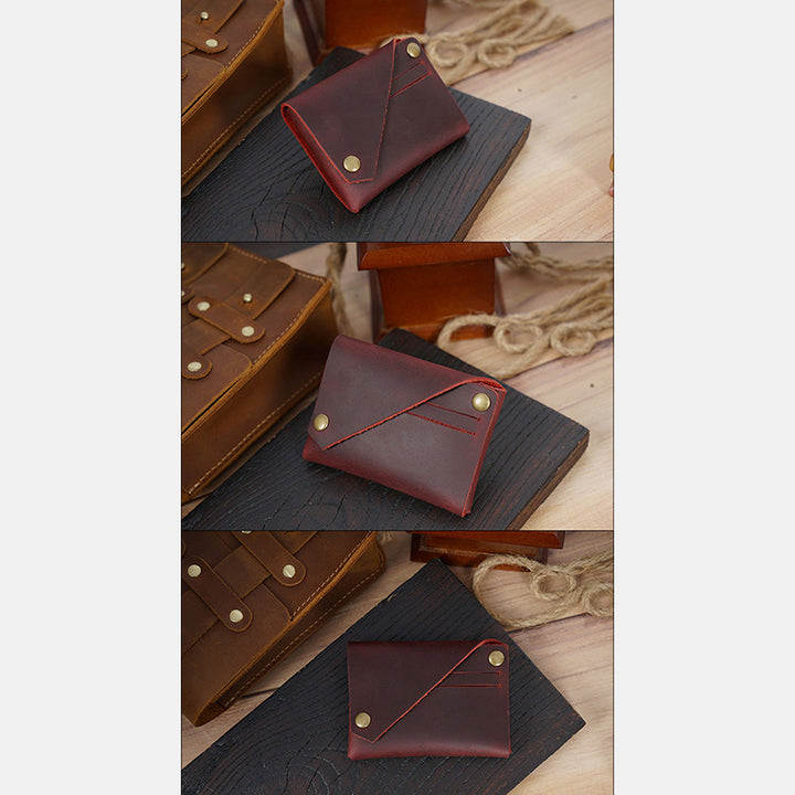 Retro-Handgemachtes Echtleder Kartenetui Vordertasche Geldbörse Münzgeldbörse