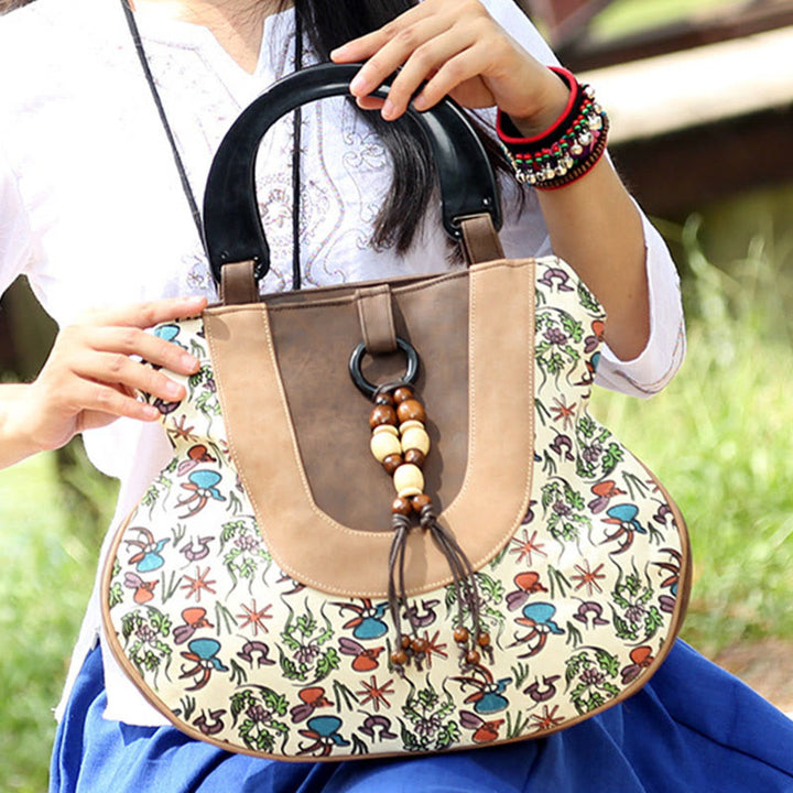 Top-Griff-Tasche für Frauen Ethno-Stil Druck Canvas Handtasche