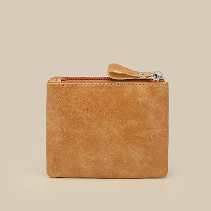 Retro-Münzbeutel aus Leder, Wechselgeldhalter für Damen, Mini-Geldbörse mit Reißverschluss