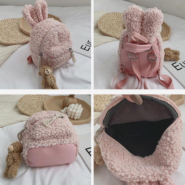 Multi-Trage-Rucksack für Babys/Kleinkinder mit Kaninchenohren aus Plüsch, Mini-Rucksack für Jungen und Mädchen