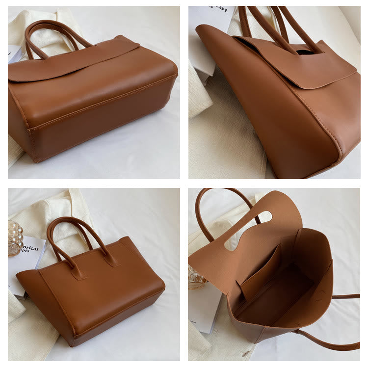 Clamshell Tote für Frauen Große minimalistische Leder Büro Pendler Geldbörse