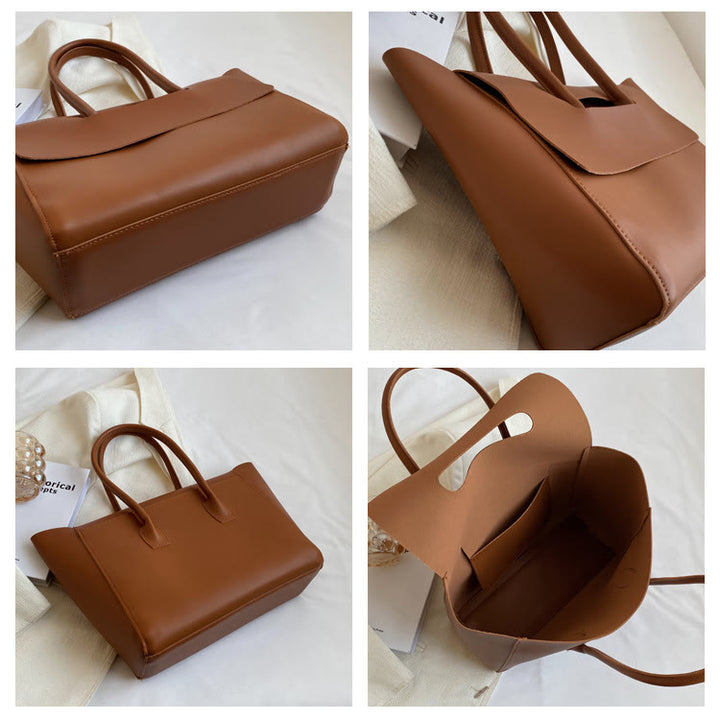Clamshell Tote für Frauen Große minimalistische Leder Büro Pendler Geldbörse