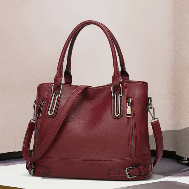 Einkaufstasche aus Kunstleder für Damen, Handtasche, Schultertasche, Umhängetasche