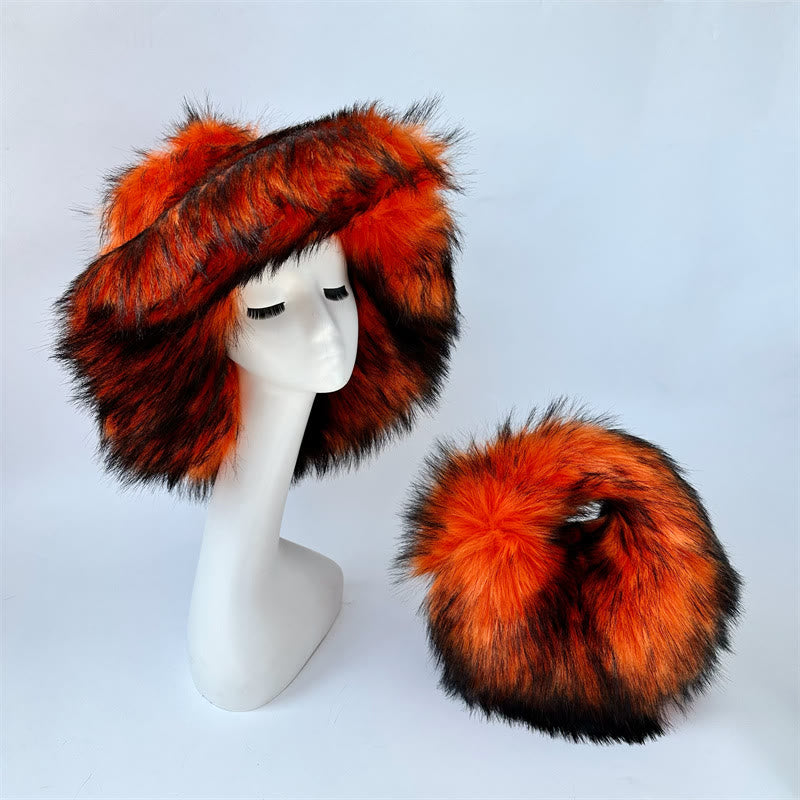 Kunstpelz weiche Huttasche Set für Frauen Winter Dating