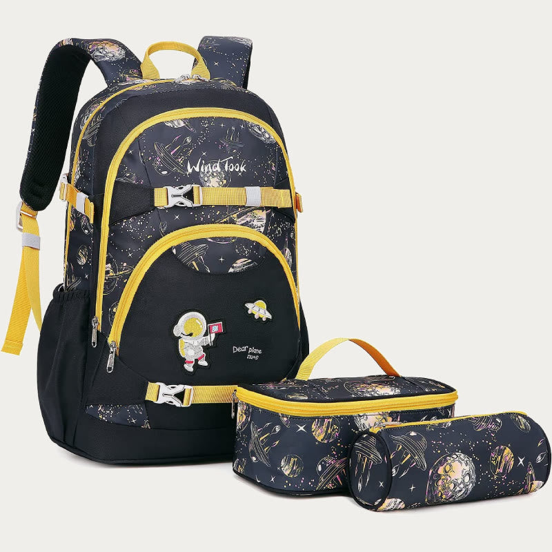 Rucksack für Mädchen, Stickerei, Schultasche mit Lunchbox für Kinder und Teenager