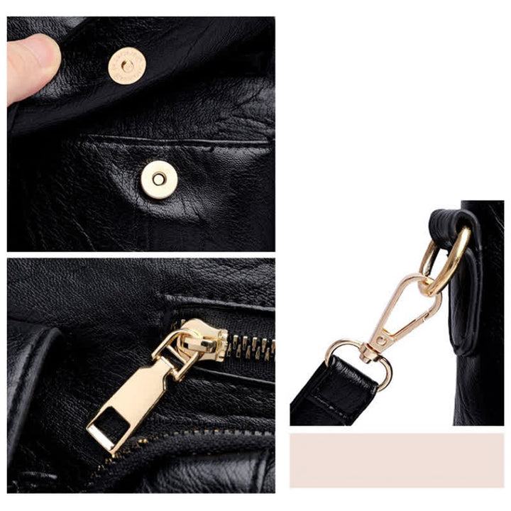 Tragetasche mit mehreren Taschen für Damen, Schultertasche aus PU-Leder, Umhängetasche