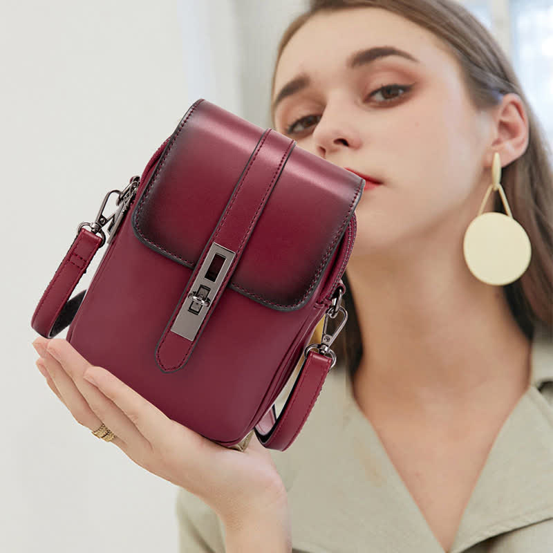 Retro-Handytasche, Mini-Umhängetasche aus Leder, Geldbörse für Damen