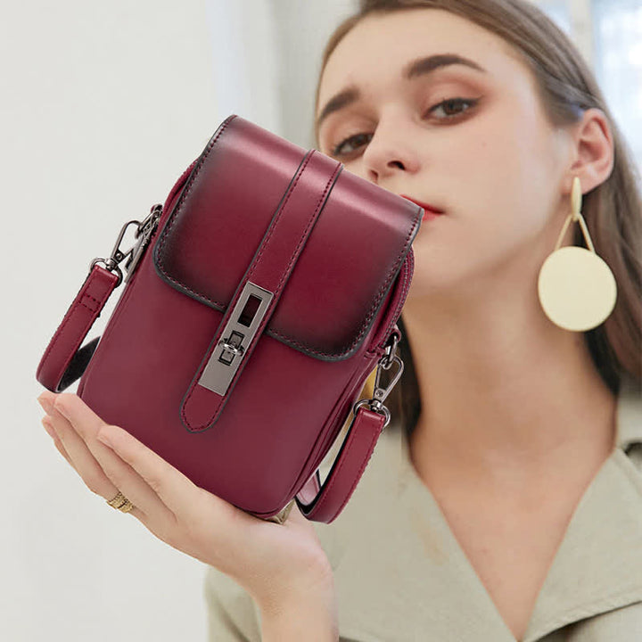 Retro-Handytasche, Mini-Umhängetasche aus Leder, Geldbörse für Damen
