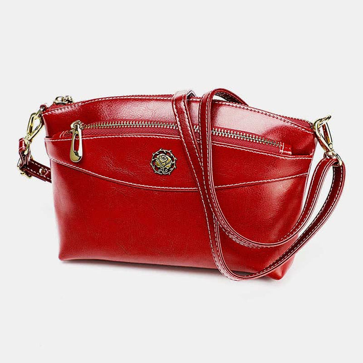 Retro-Umhängetasche aus echtem Leder für Damen, geräumige kleine Handytasche