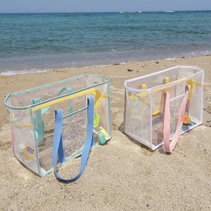 Große wasserdichte, transparente Strandtasche aus PVC mit großem Fassungsvermögen, Tragetasche und Schultergurt