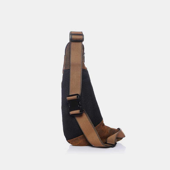 Sling Bag für Herren, schwarze Vintage-Business-Umhängetasche aus Canvas