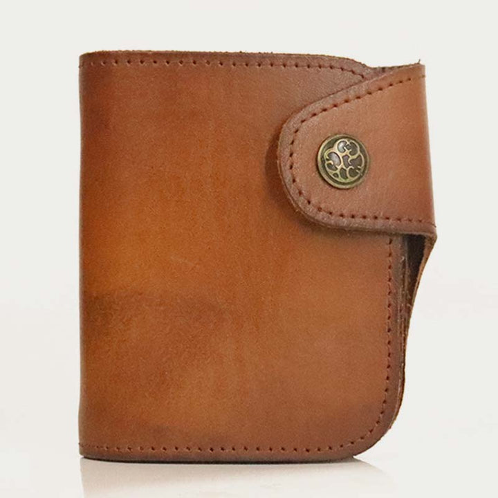Kurze Brieftasche aus Vintage-Leder, kleine, geräumige Brieftasche mit Kartenhalter für Männer