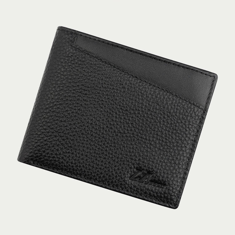Ledergeldbörse für Männer, Diebstahlschutz, RFID, schwarze Geldbörse