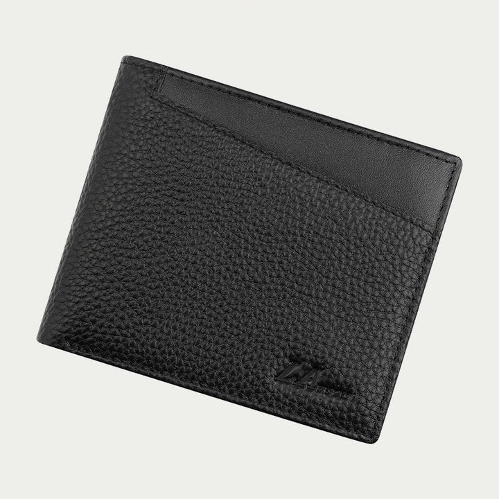 Ledergeldbörse für Männer, Diebstahlschutz, RFID, schwarze Geldbörse