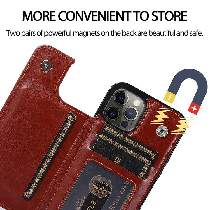 Kompatibel mit iPhone 13 Pro Max Wallet Case Doppelter Magnetverschluss mit Kartenhalter