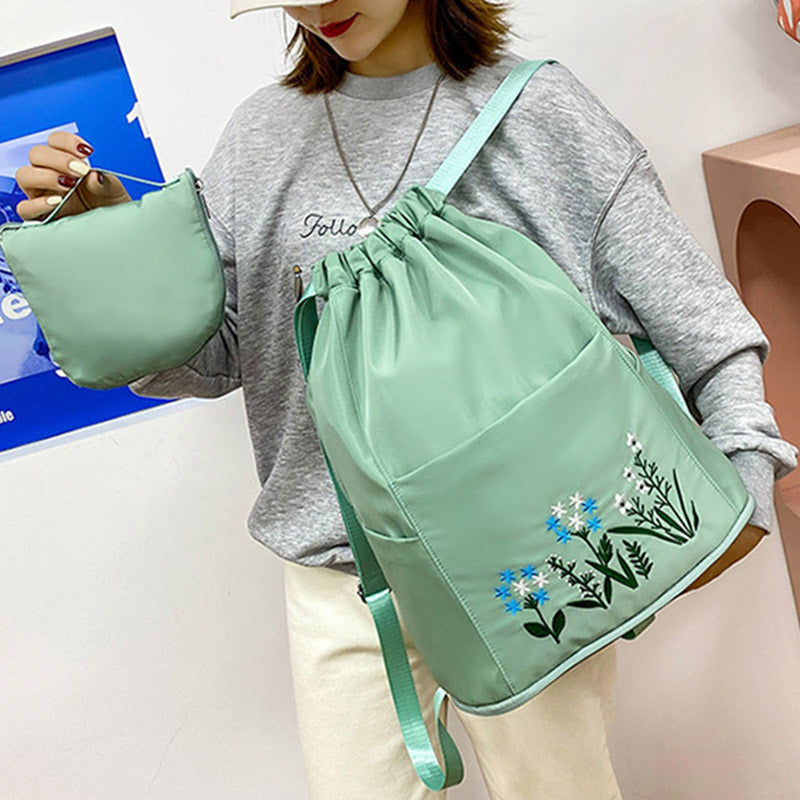 Wasserdichter, faltbarer Fitness-Reiserucksack mit großer Kapazität und Blumenstickerei 