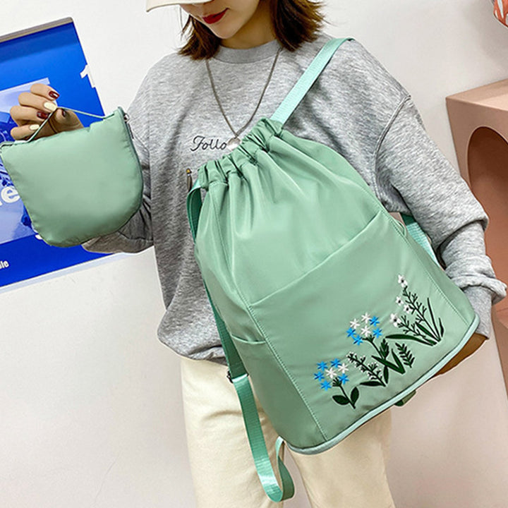 Wasserdichter, faltbarer Fitness-Reiserucksack mit großer Kapazität und Blumenstickerei 