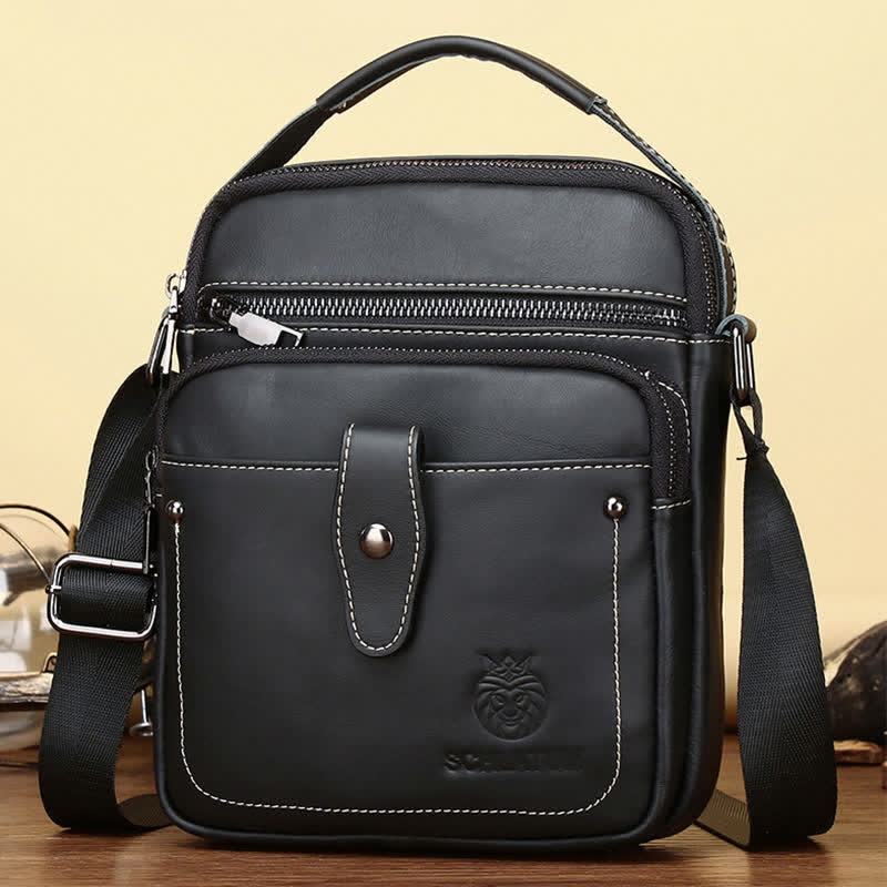 Kleine Umhängetasche aus Leder für Herren, Retro-Arbeits- und Business-Schulterhandtasche
