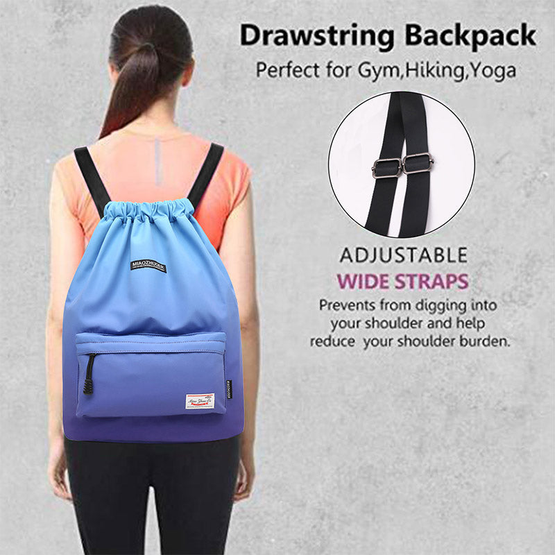 Wasserdichter Nylon-Rucksack mit großer Kapazität und Kordelzug für Sport, Schwimmen, Yoga