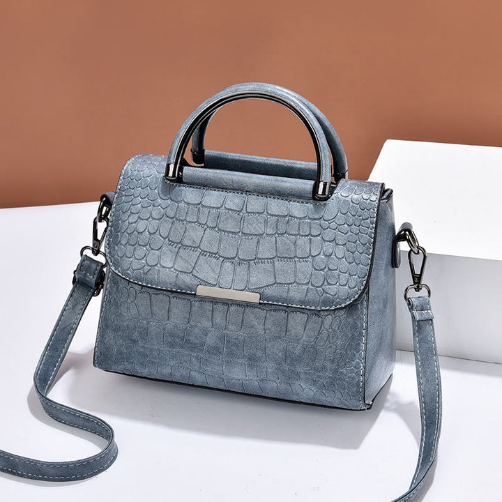 Geldbörse aus veganem Leder mit Krokodilmuster für Damen, klassische, solide Handtasche
