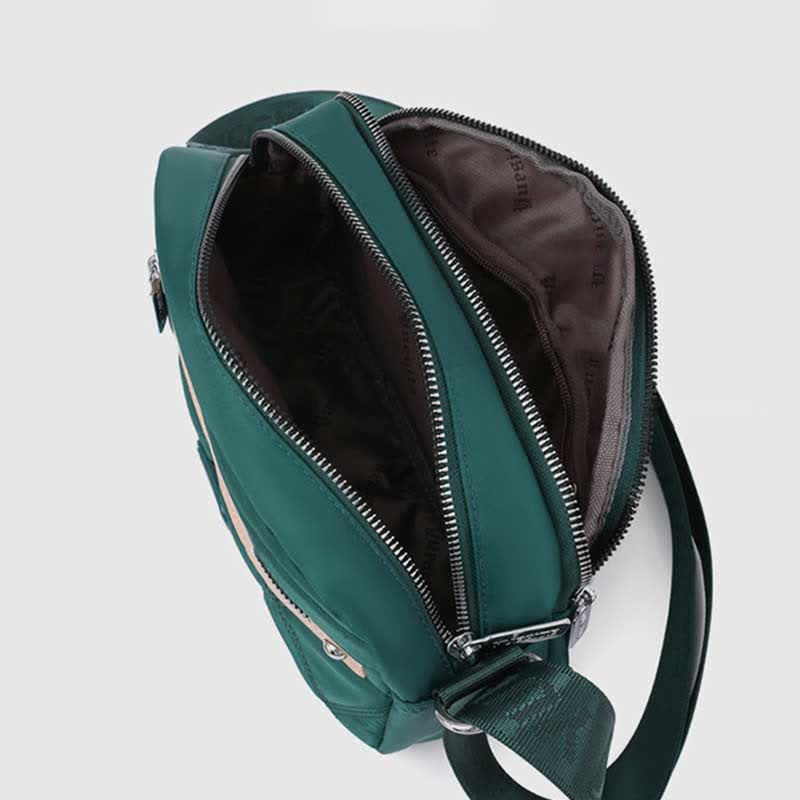Wasserdichte Umhängetasche für Damen, Doppelreißverschluss, Nylon, Handtasche, Schultertasche