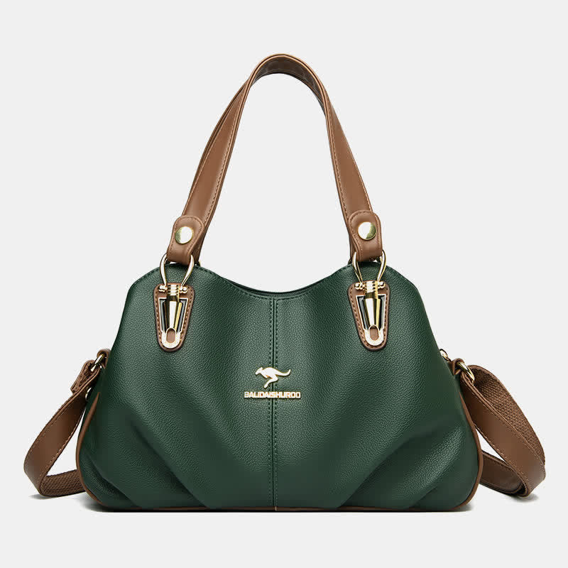 Damen Lederhandtasche mit mehreren Fächern, Umhängetasche, Hobo-Tasche