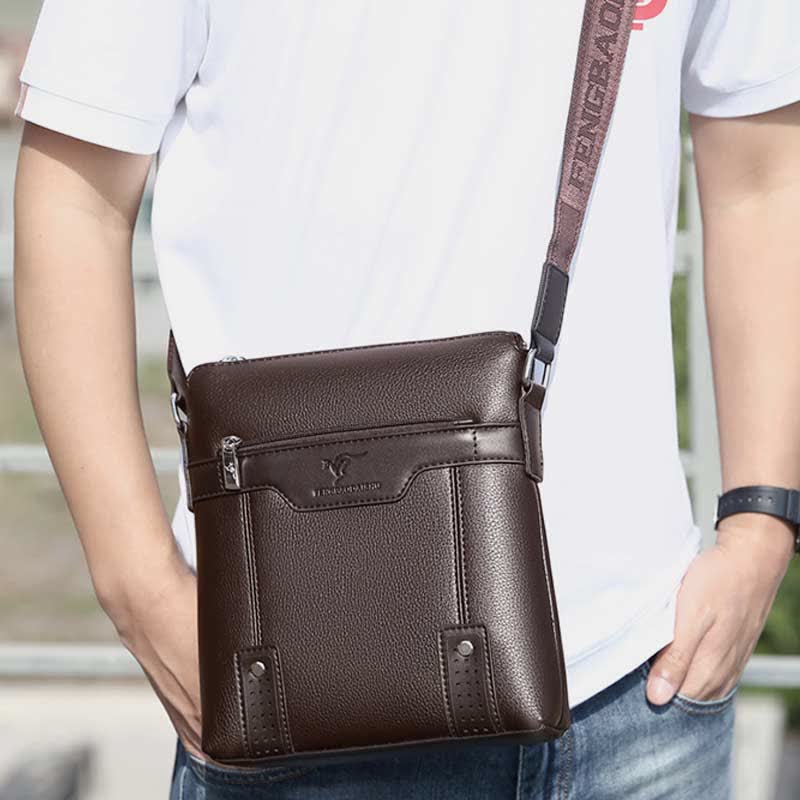 Kleine Umhängetasche aus Leder für Herren, lässige Business-Handtasche, Umhängetasche