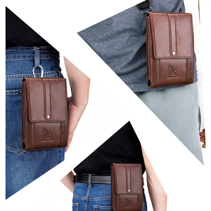 Echtes Leder Geldbörse Clutch Multi-Slot Gürteltasche mit Gürtelschlaufe Crossbody Strap