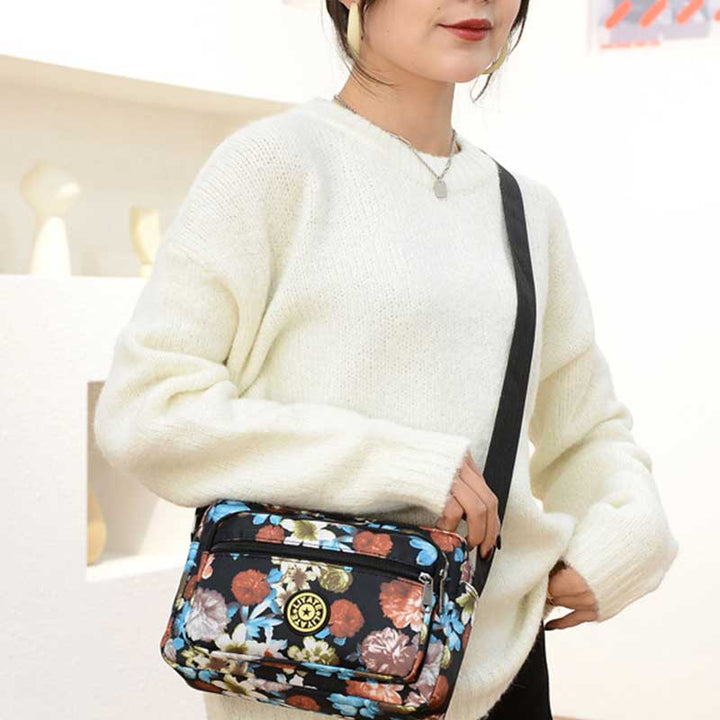 Große Kapazität Bedruckte, robuste Schultertasche aus Nylon mit Umhängetasche