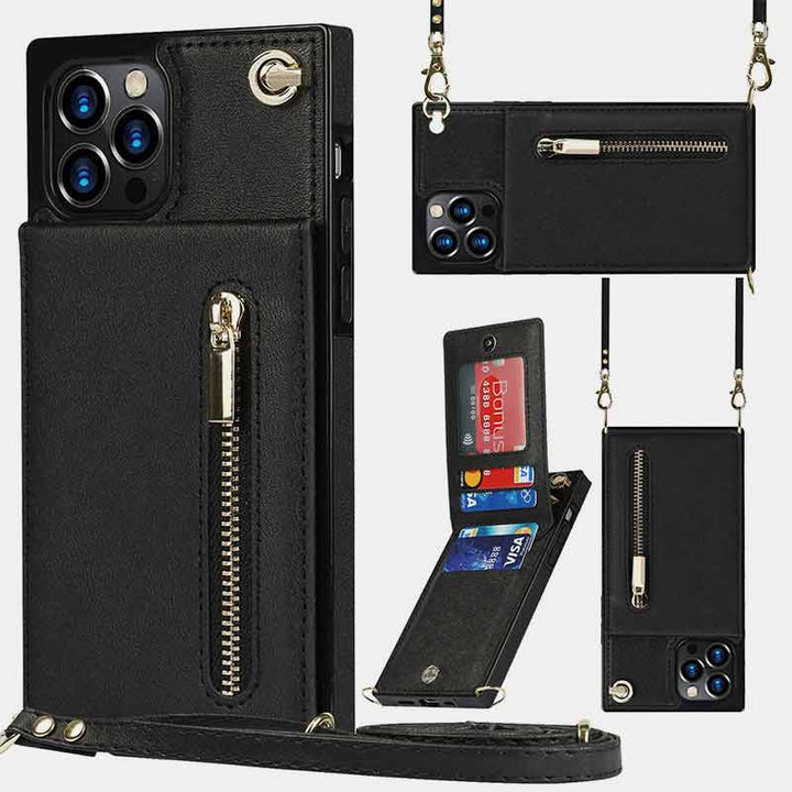 Funktionelle iPhone Samsung Handyhülle Mini Handytasche mit Kartenhalter