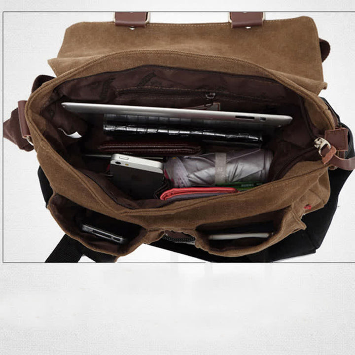 Canvas-Umhängetasche für Herren, mehrere Taschen, Vintage-Umhängetasche