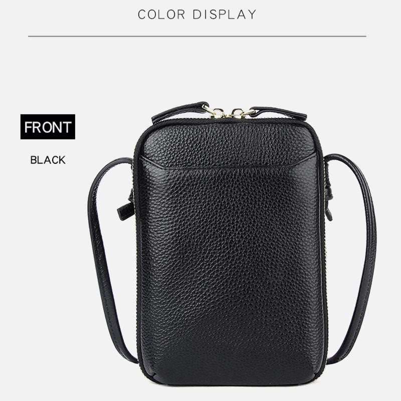 Mini-Telefontasche, einfache karierte Umhängetasche aus Leder für Damen