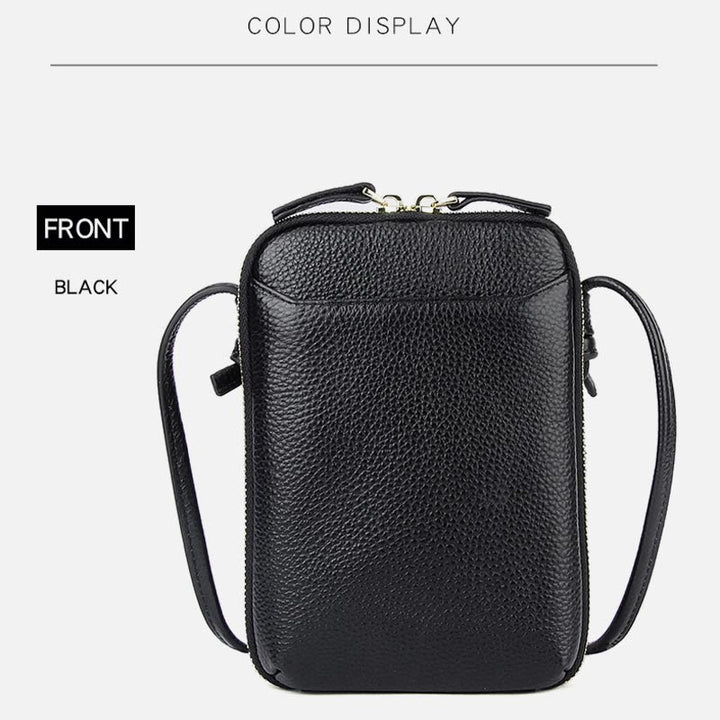 Mini-Telefontasche, einfache karierte Umhängetasche aus Leder für Damen