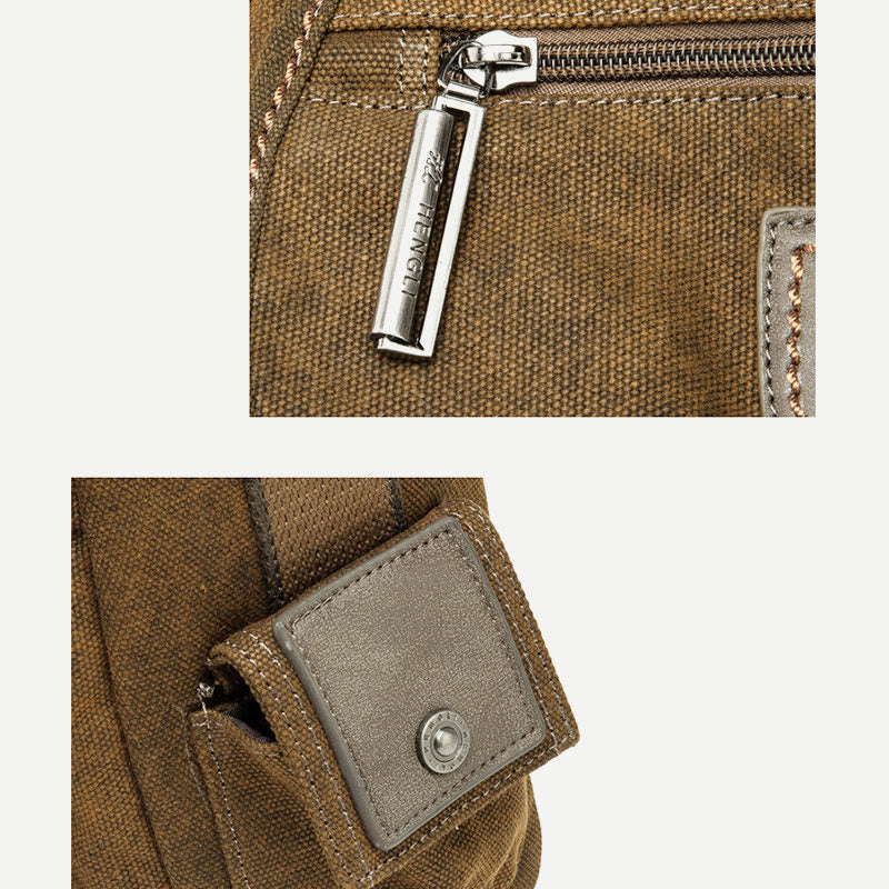 Umhängetasche für Herren, Vintage-Aktentasche aus Canvas mit großem Fassungsvermögen