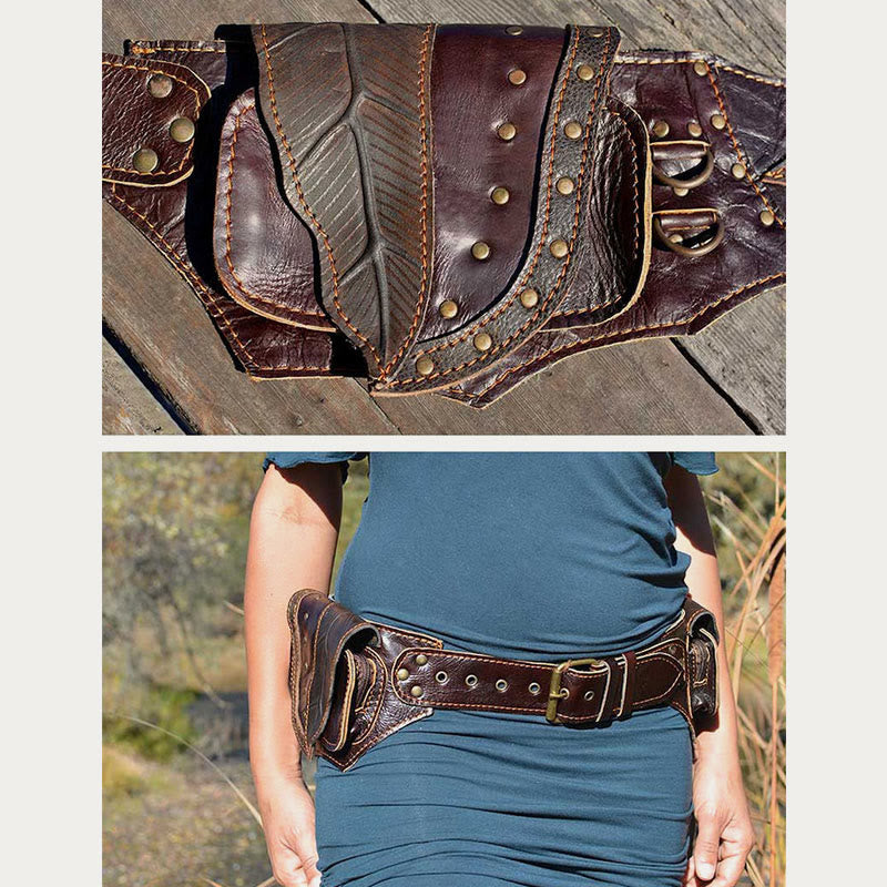 Mittelalterliche Hüfttasche für Frauen, Cosplay, Leder, Utility-Hüfttasche
