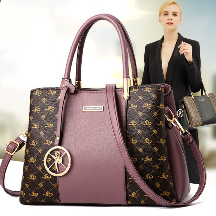 Umhängetasche mit drei Fächern, Schultertasche, Handtasche für Damen